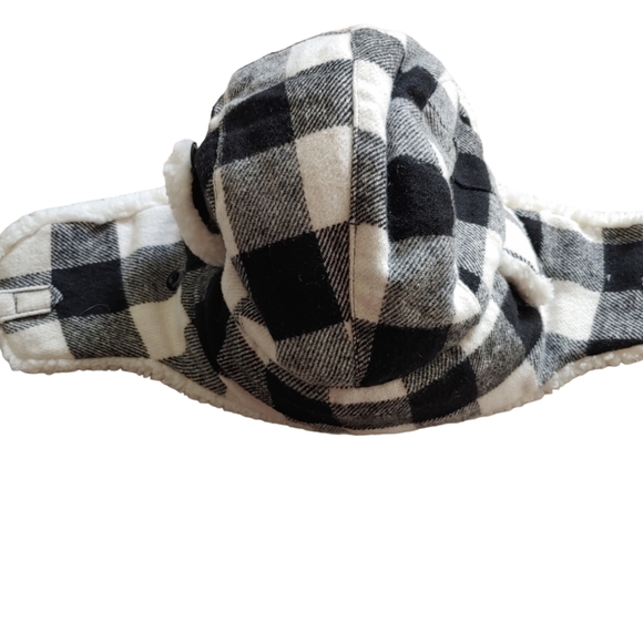 Unisex Nathanial Cole by Crown Cap Black and White Buffalo Check Aviator Cap - Picture 7 of 12